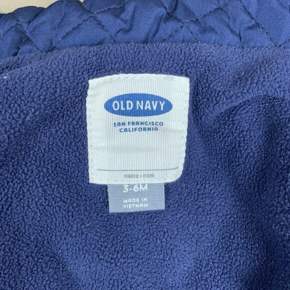 Old Navy Quilted Vest Blue Zip Gold Bow Equestrian Fall Puffer Girls 3-6 Months - Picture 2 of 11
